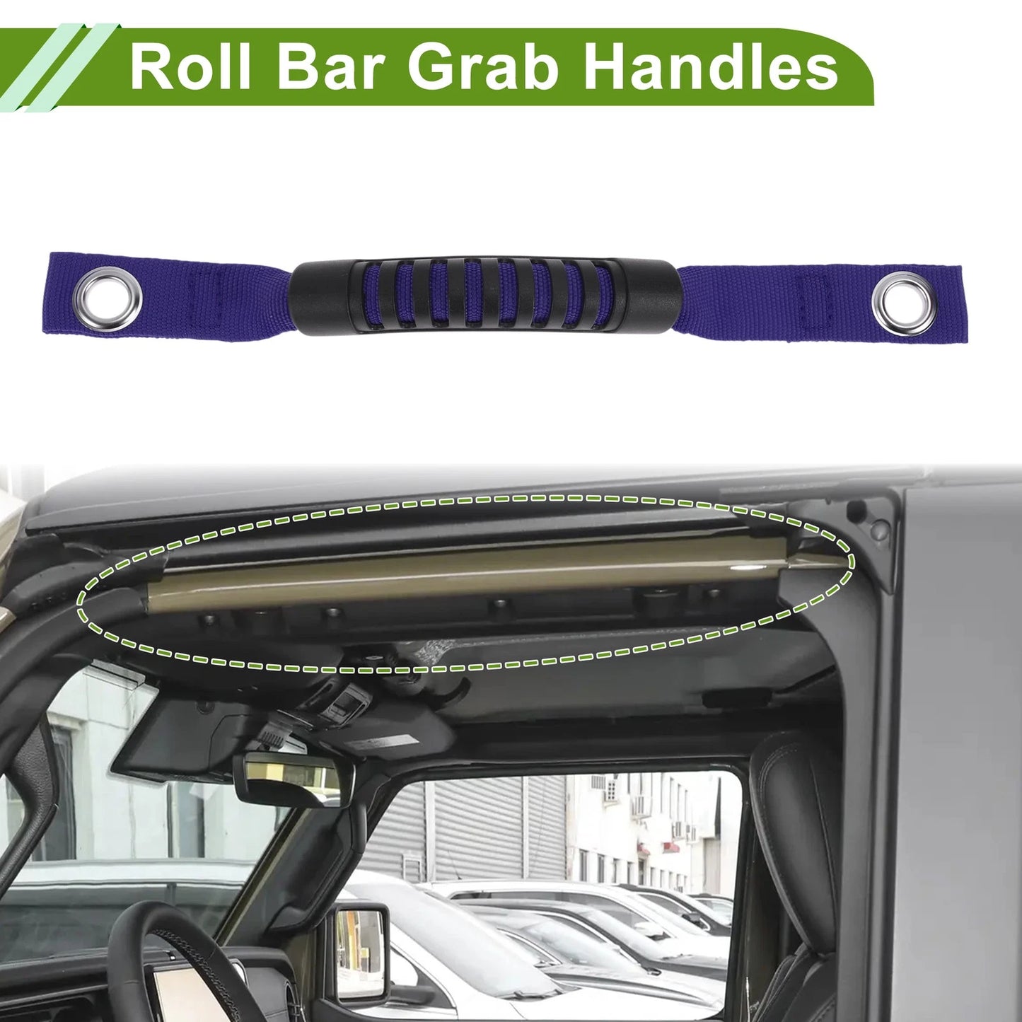 Roll Bar Grab Handles for Jeep Wrangler (2018–2025) Black Blue