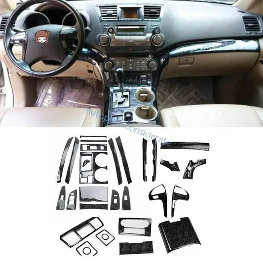 ABS Black Wood Grain Interior Decor Trim for Toyota Highlander (2008–2013)