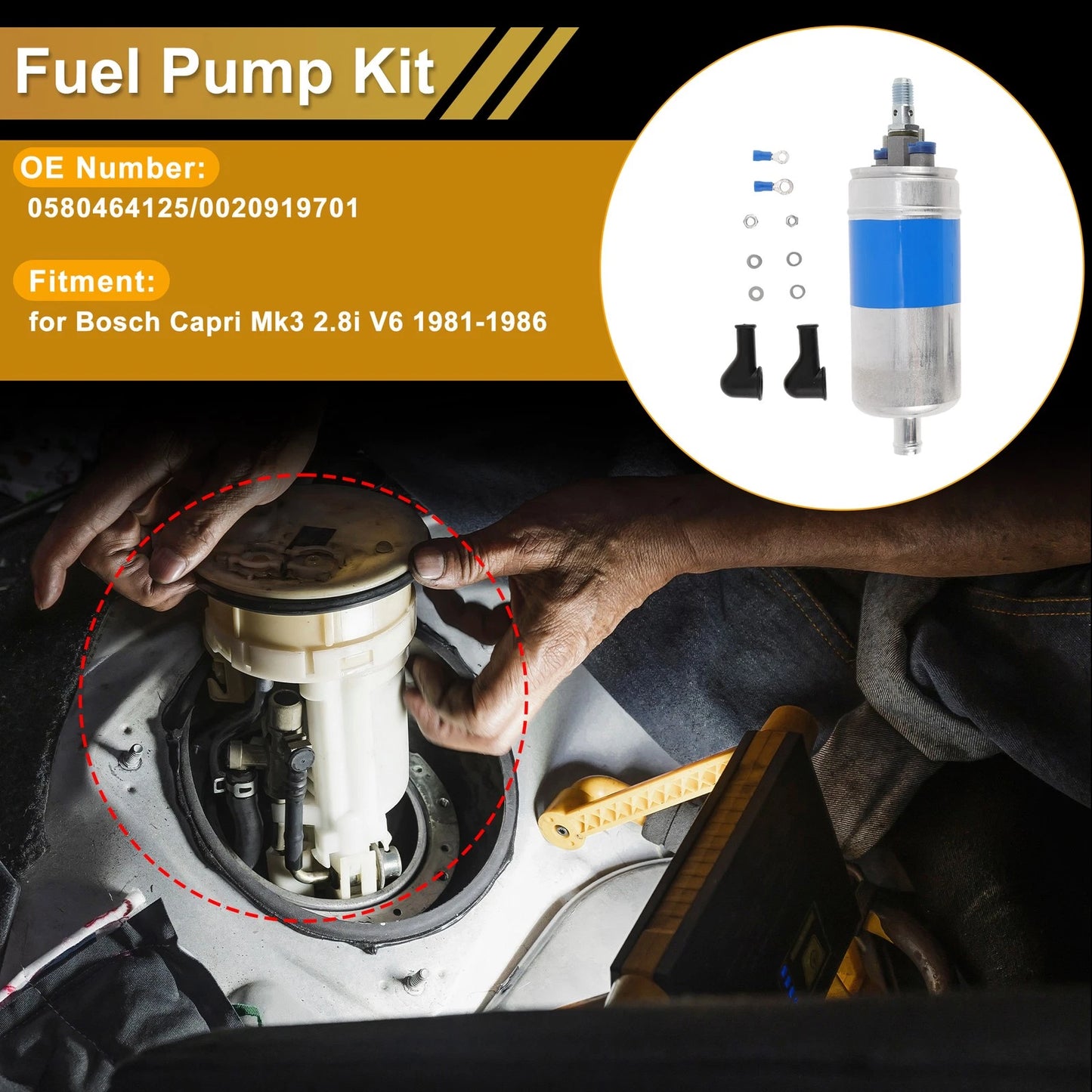 Fuel Pump for Mercedes-Benz 190E L4-2.3L (1985–1988) Replaces 0580464125