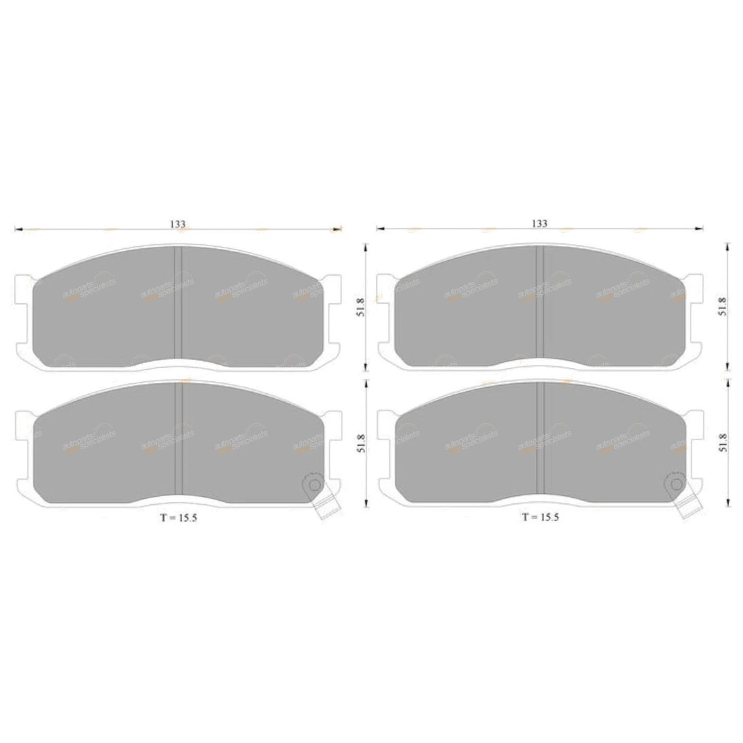Set of 4 Front Disc Brake Pads for Ford Econovan (1984–1997)