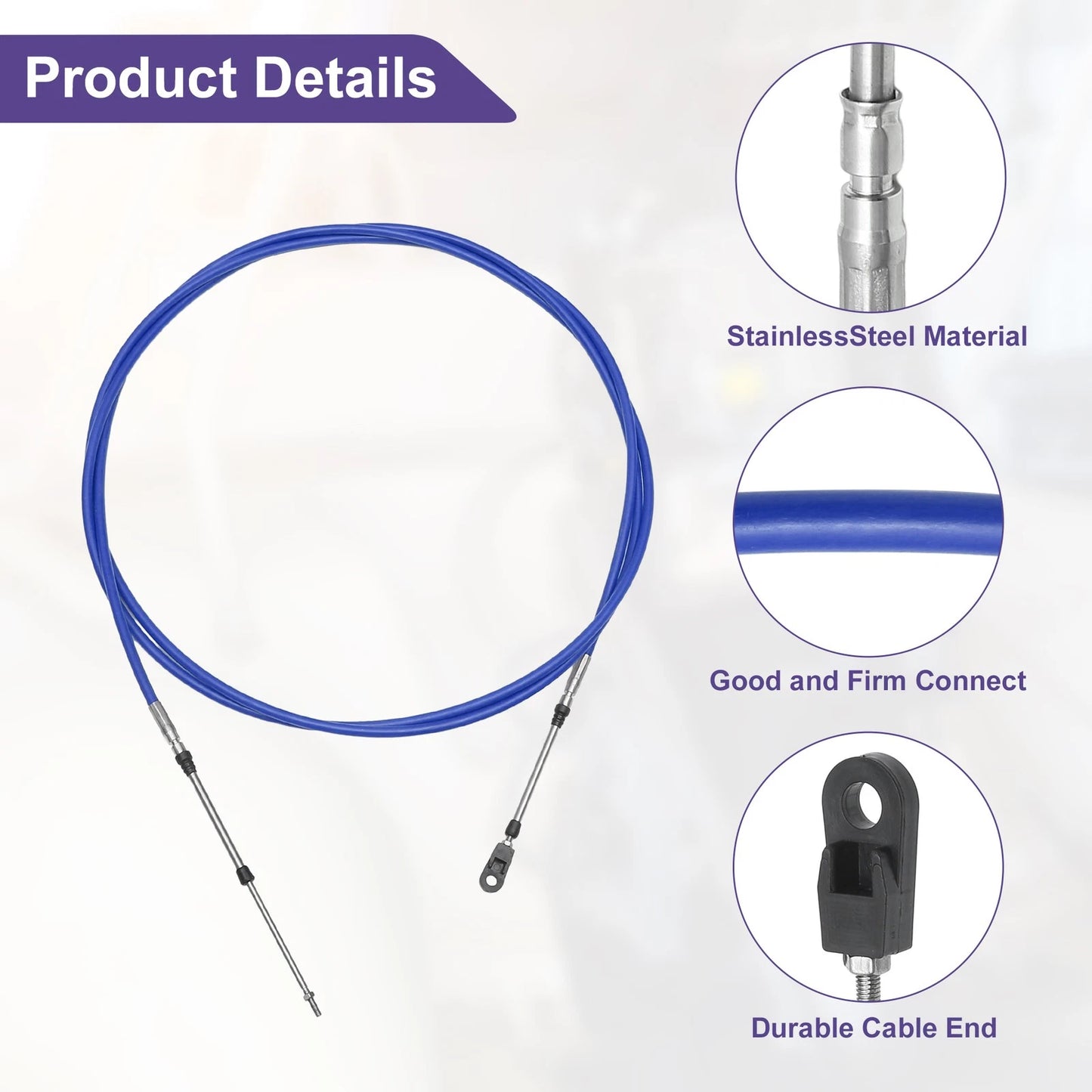 2 Pcs Throttle Shift Control Cable for Marine Boat (400cm/13FT)