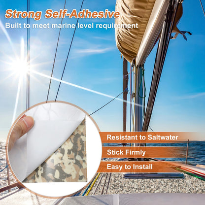 Self-Adhesive Boat Flooring Strip for 96" L x 16" W (EVA Camo Brown)