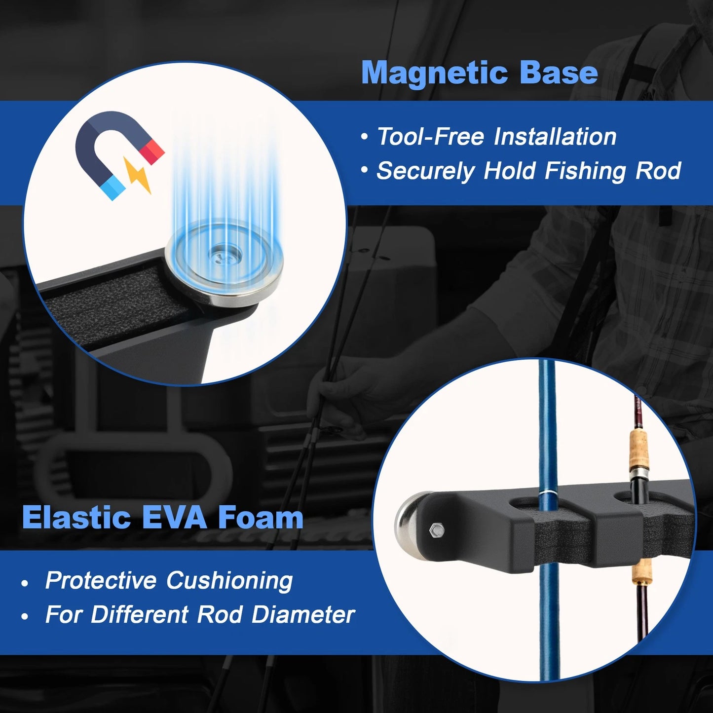 2X Magnetic Fishing Rod Holder for Universal Use