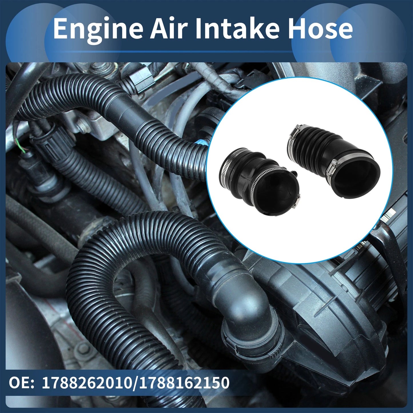 Engine Air Intake Hose for Toyota 4Runner (1996–2002) No. 1788262010 Rubber 2 Pcs Clamp