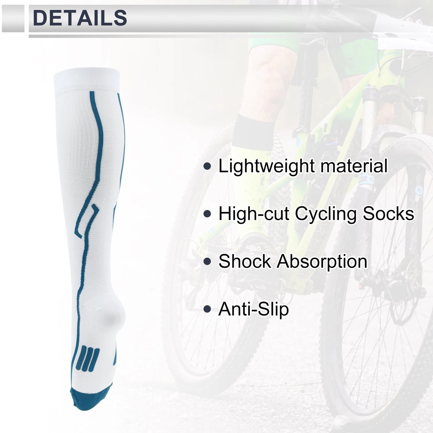 Cycling Socks Shock Absorption Size L High-cut White Blue
