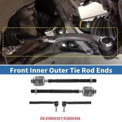 Set of 4 Front Inner Outer Tie Rod End Links for Nissan Maxima  No. ES800357/ES800358