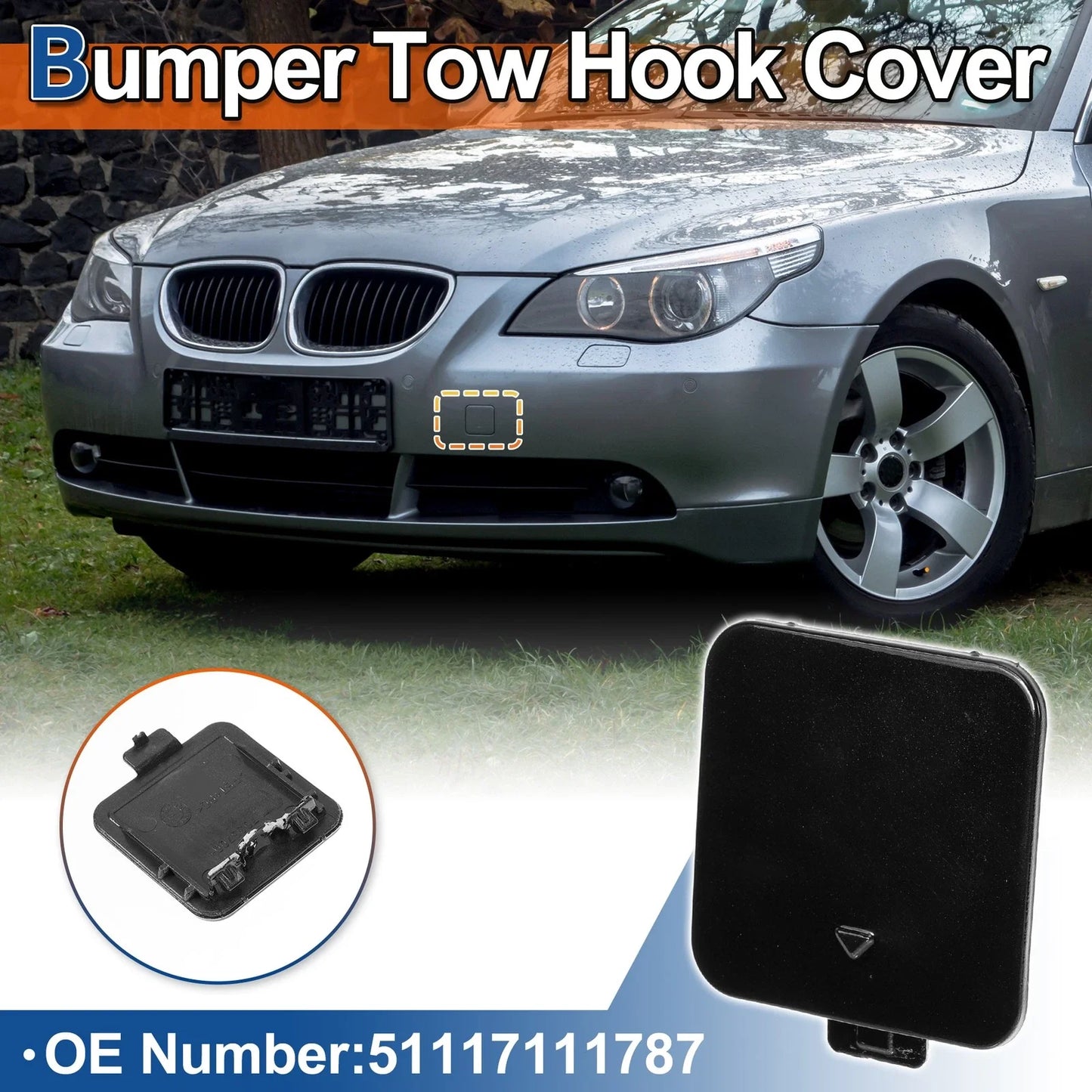 Front Car Bumper Tow Hook Cover for BMW 525i 530i 550i Black