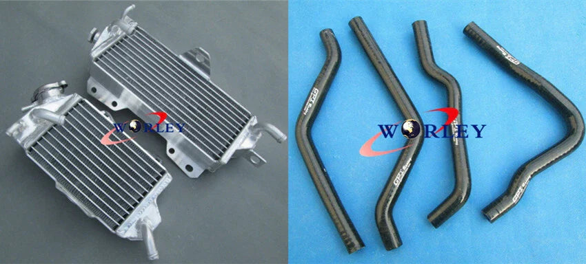 Aluminum Radiator + Blue Hoses for Kawasaki KX125 KX 125 (1990-1991)