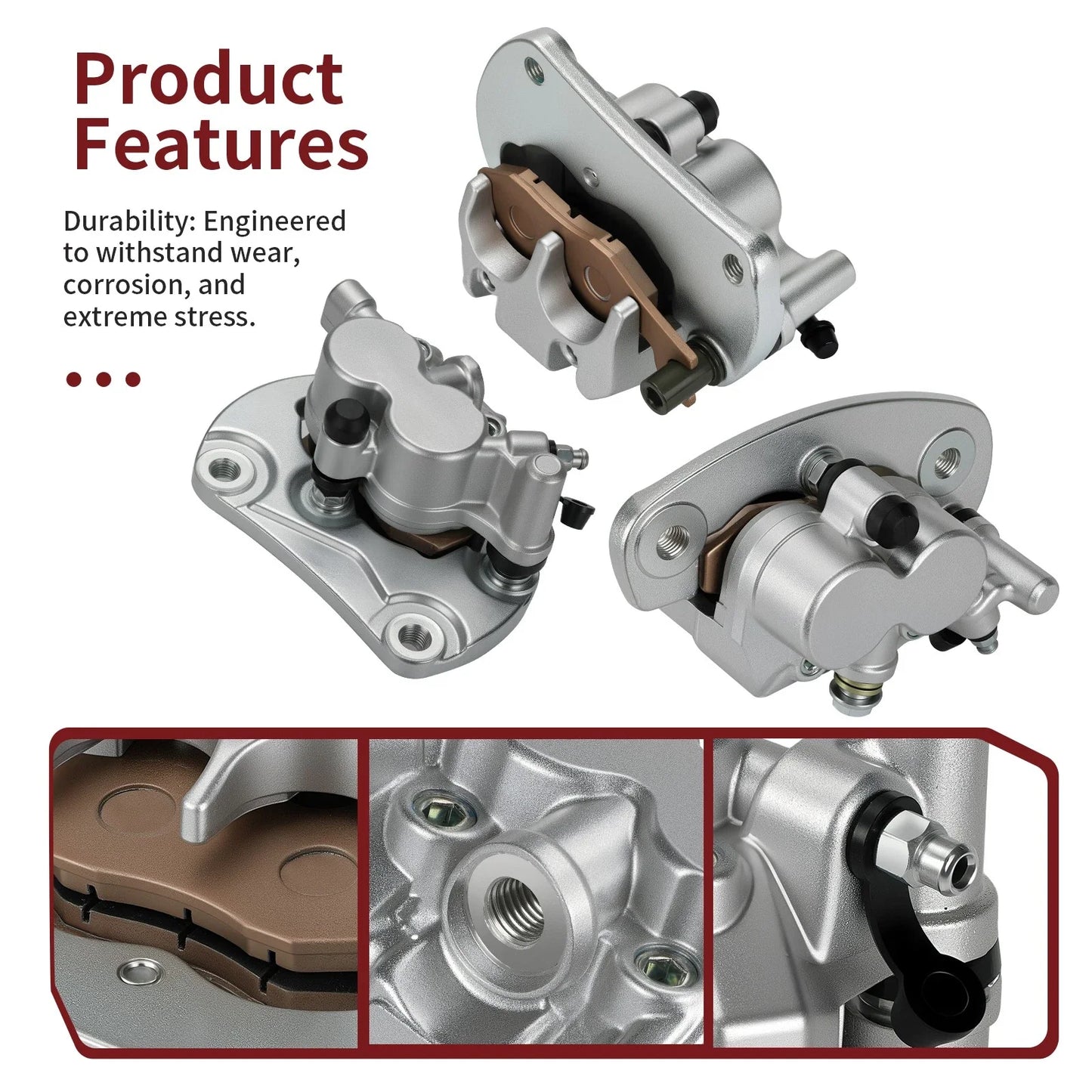 Front & Rear Brake Calipers w/Pads for Can-Am Commander (2011–2020)