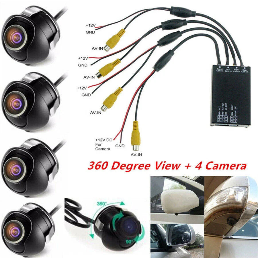 4 Way 360�� Bird View Panoramic Parking Camera System for Car DVR