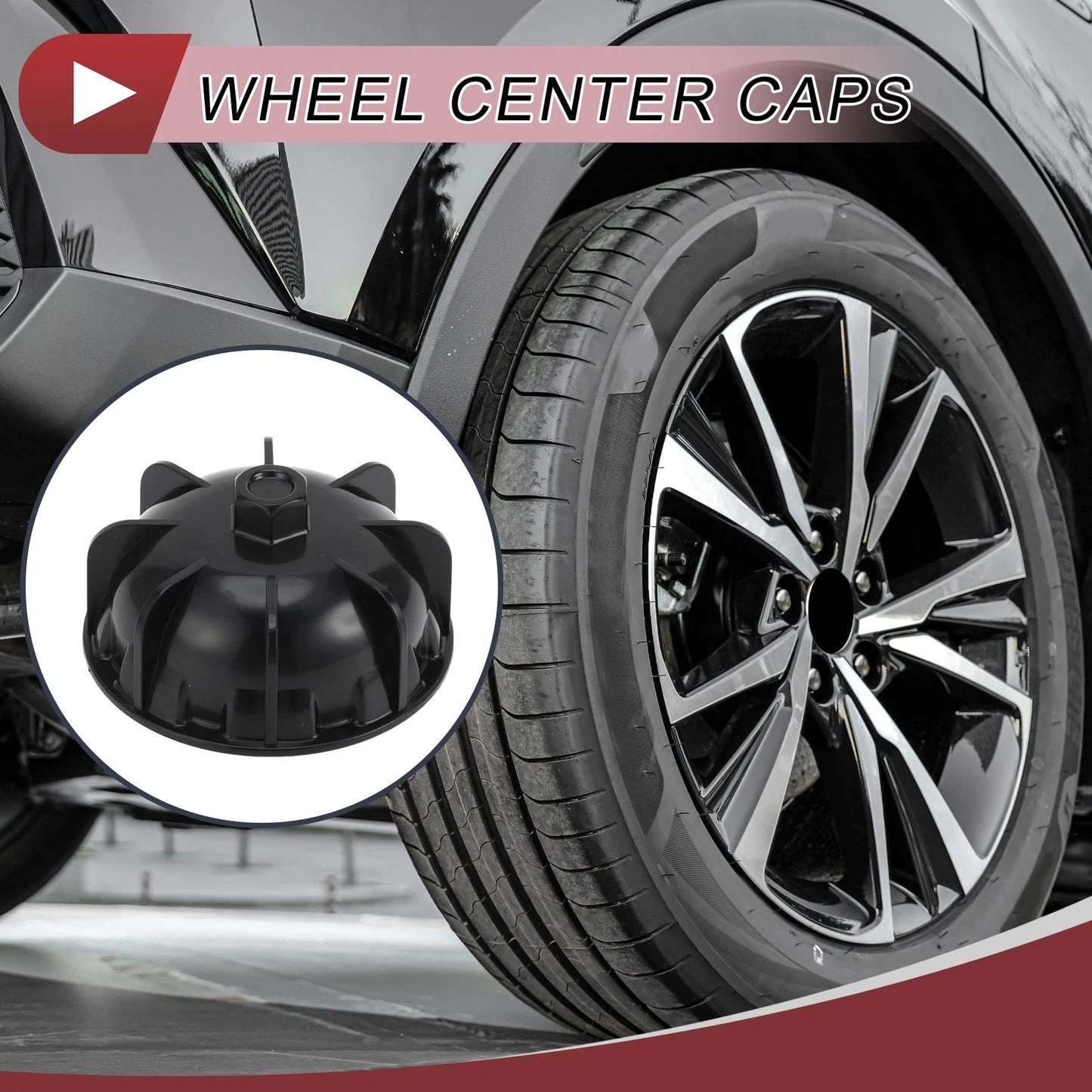 Wheel Center Caps No.A0005810000 for Mercedes Benz W205 (2015–2019) Black
