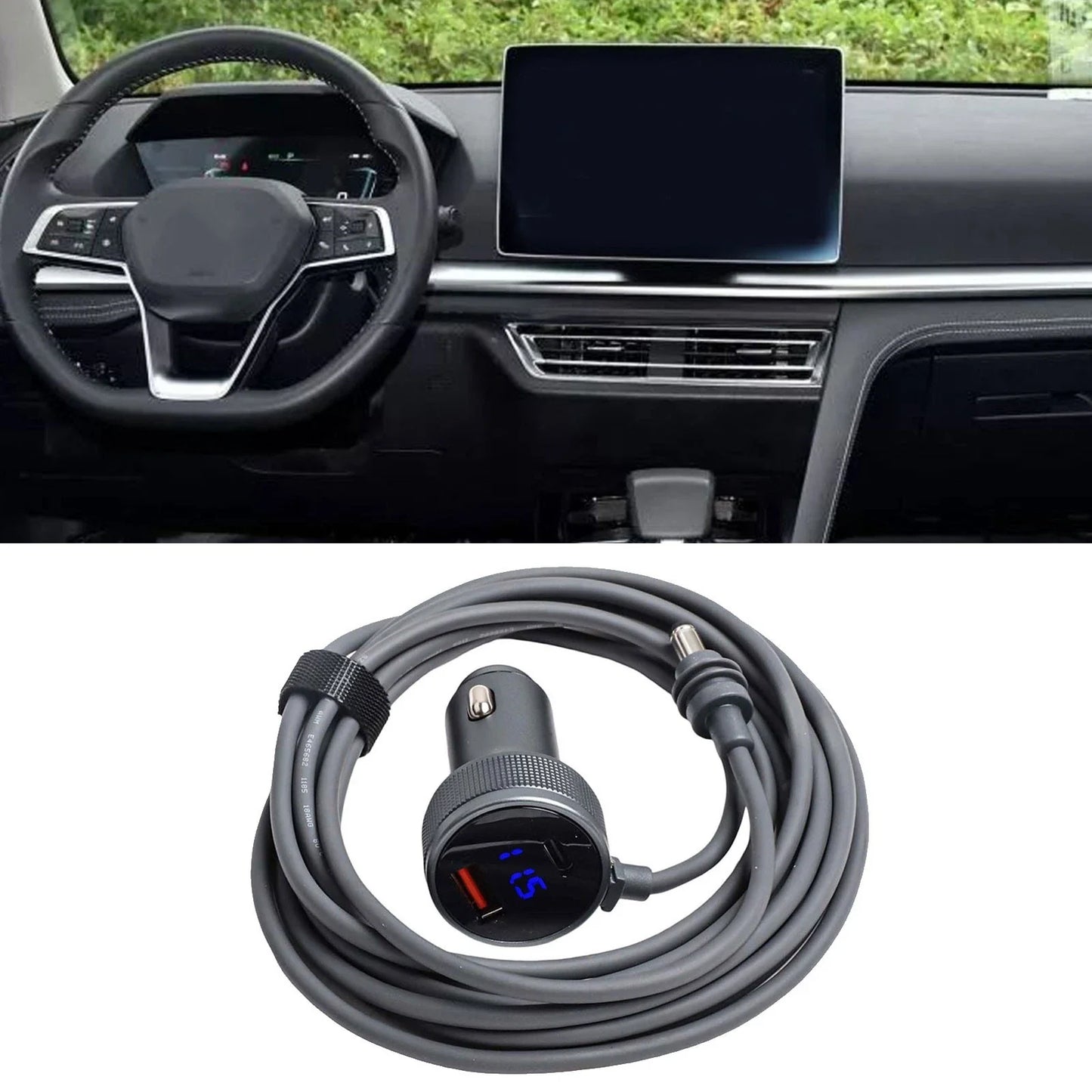 Car Accessory / 300cm / Mini Charging Cable With Voltage Display for Starlink