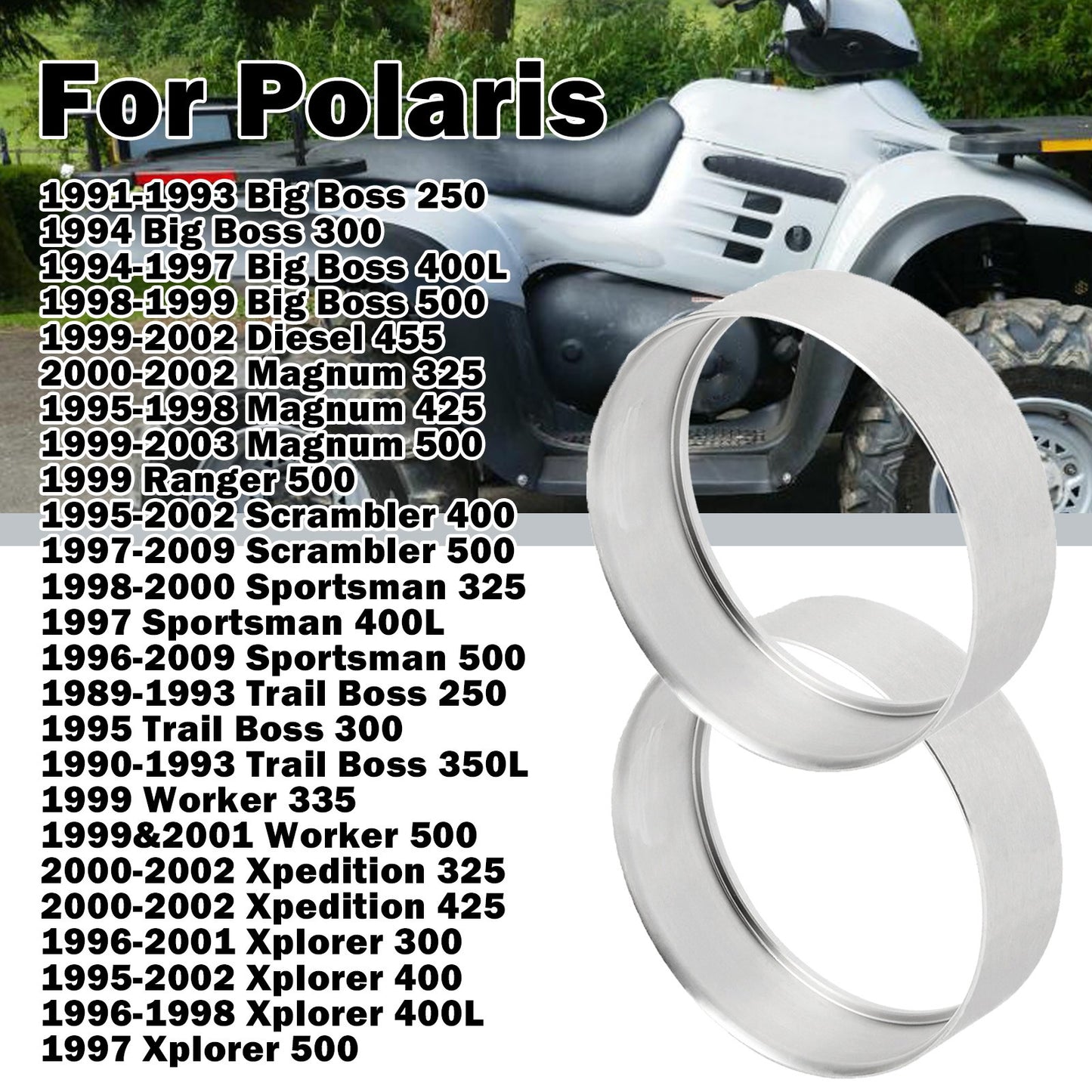 2X Front Strut Hub Seal Sleeve for Polaris Xplorer 300 400 500 (1996–2002)