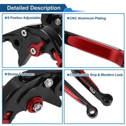 Adjustable Brake Clutch Levers for Yamaha YZF R1 (2002–2003) Black Red Set