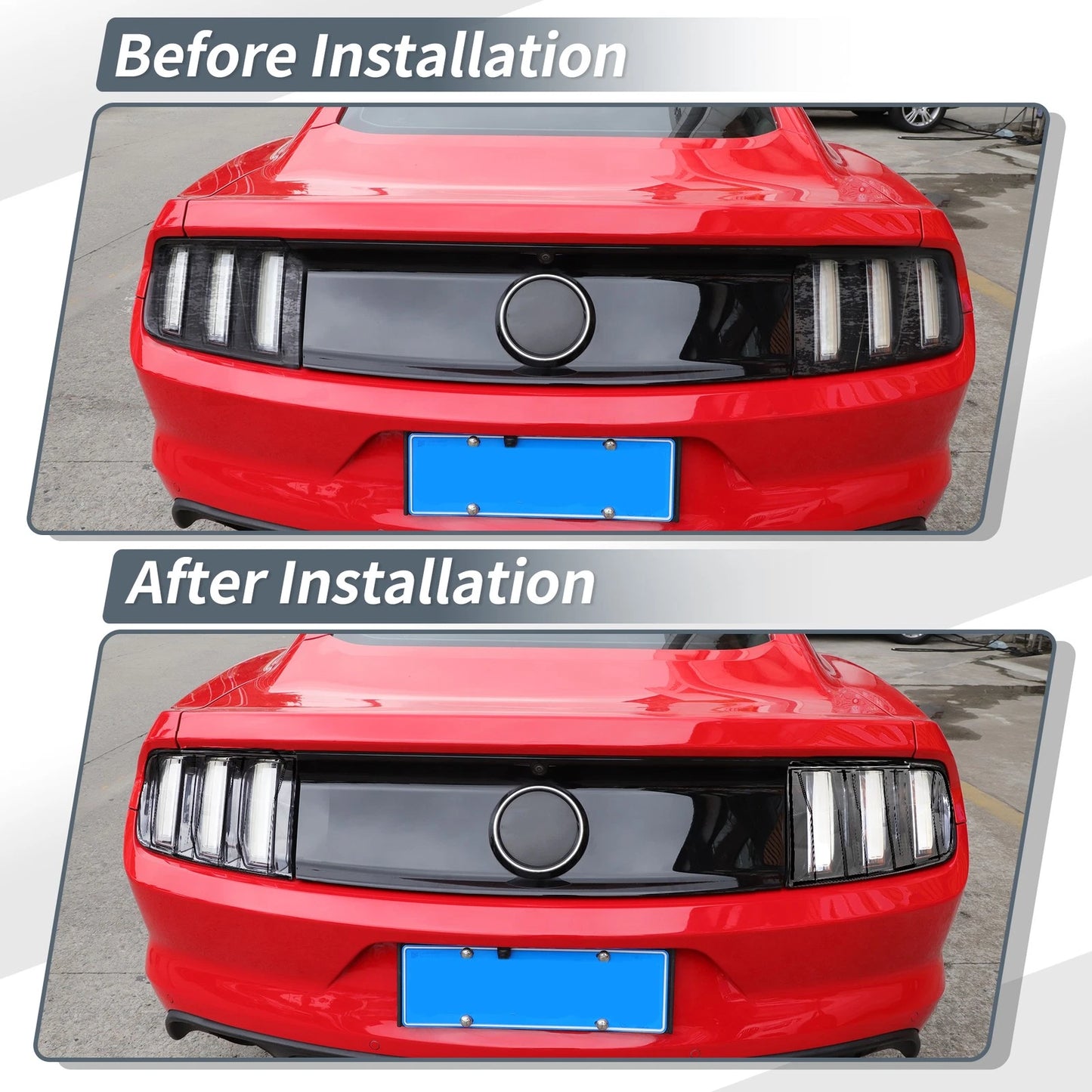 1 Pair Tail Light Protector Trim Cover for Ford Mustang (2024–2025) Smoked Black