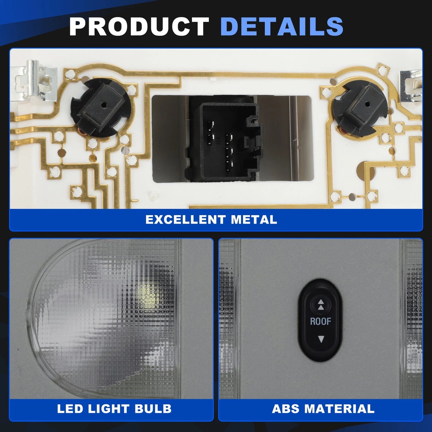 Overhead Console LED Light Sunroof Switch for Ford F250 (2008–2010) 8C3Z25519A70AB