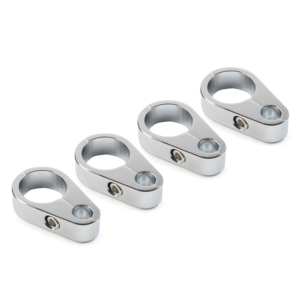 4X Brake Clutch Cable Wire Clamp Clip Chrome for Harley 1" Handlebar