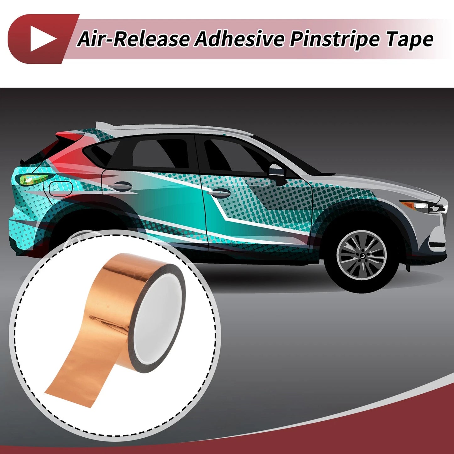 Pinstripe Tape 45mmx50m for Car Motorcycle Boat Champagne Gold Tone (1 Pc)