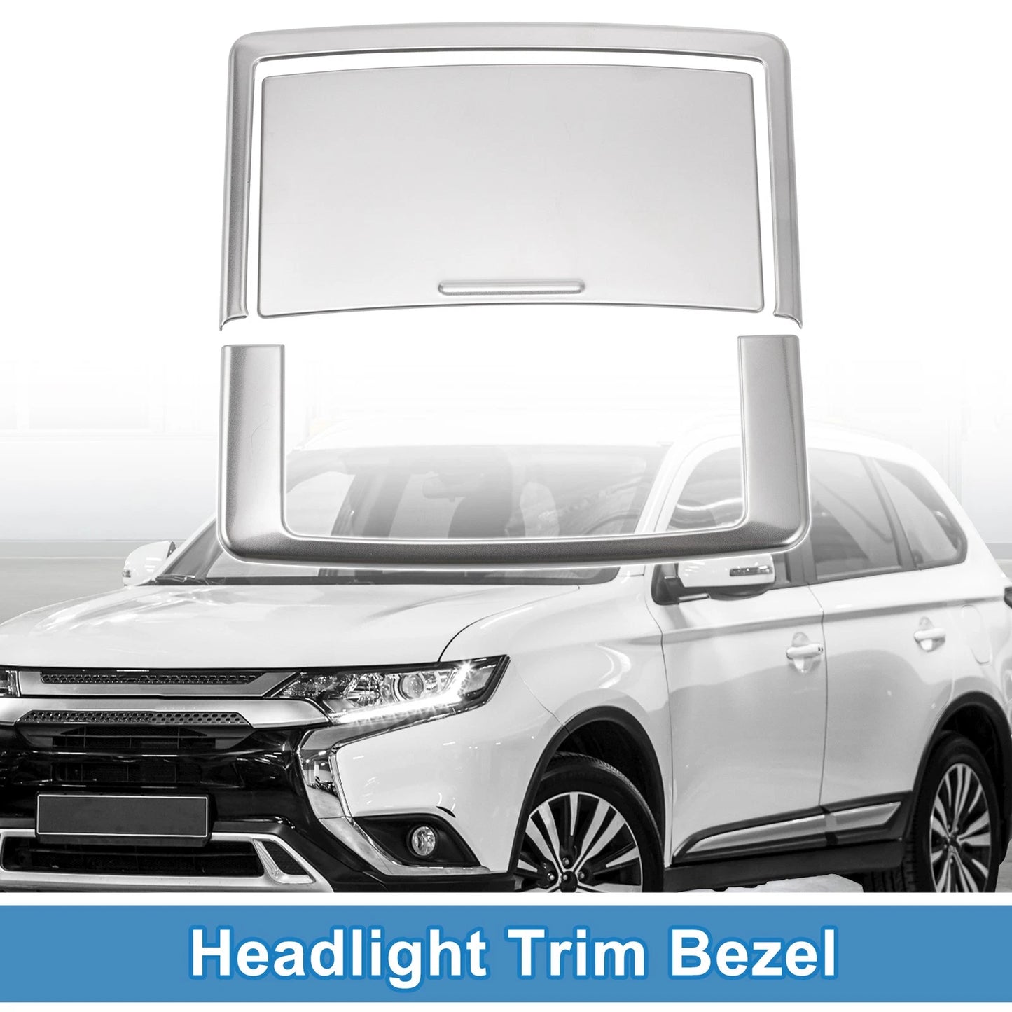 Set of 2 Headlight Trim Bezels for Mitsubishi Outlander (2022–2024) ABS