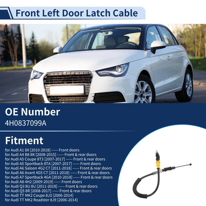 Door Latch Cable No. 4H0837099A for Audi A1 8X (2010–2018) Front Left