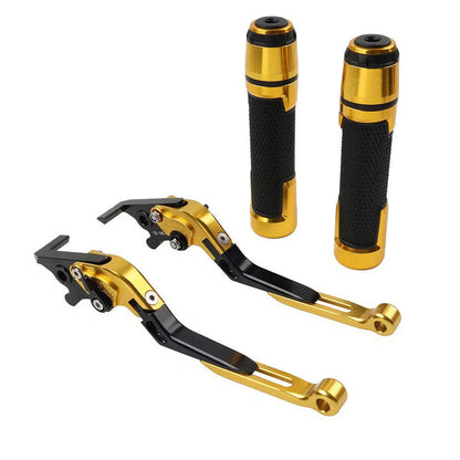 Gold Extendable Brake Clutch Lever Grip Set for Suzuki GSXR600 GSXR1000