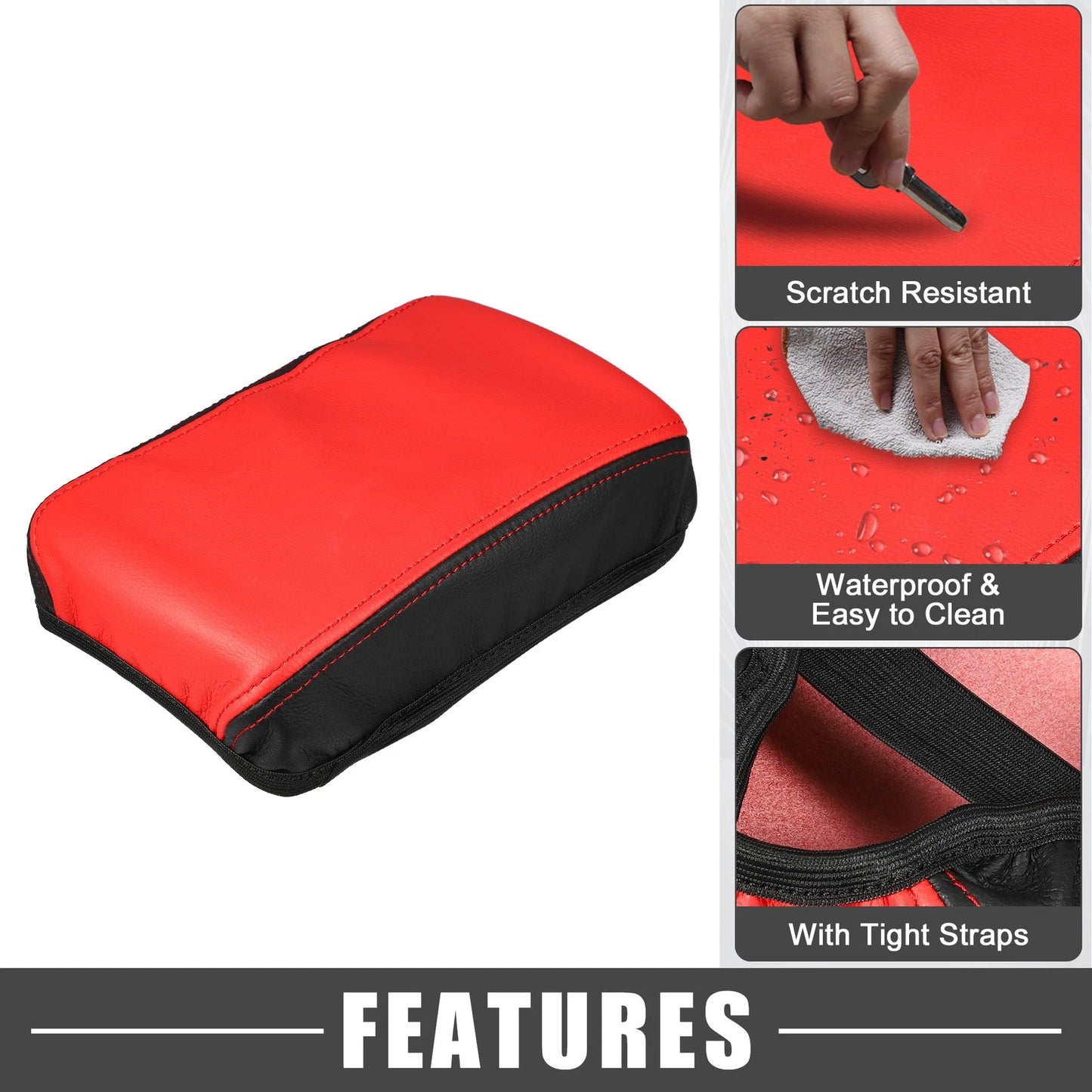 Center Console Armrest Cushion for Toyota Corolla Cross (2022–2023) Black Red