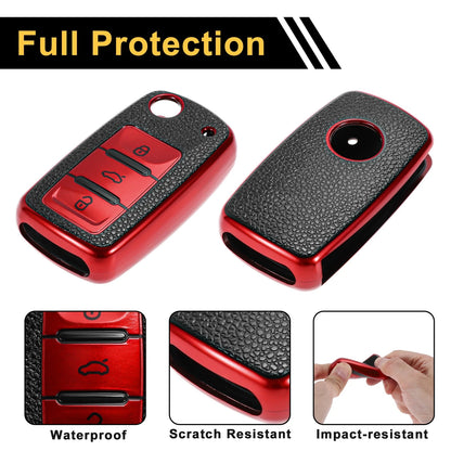 Red TPU Car Key Case for VW Up (2011–2023) - 3 Buttons