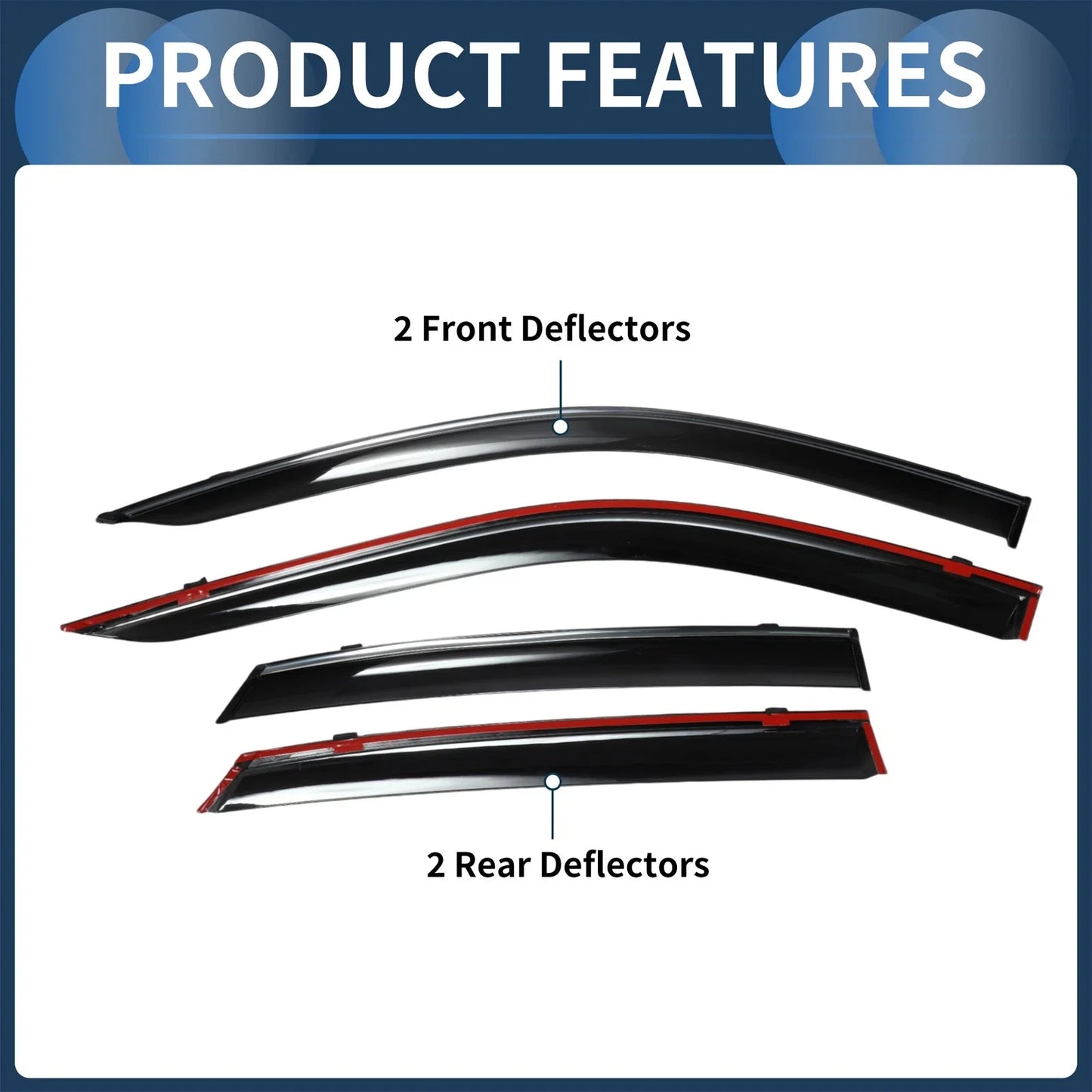 Window Deflectors for Honda Civic Sedan 2022 Side Vent Visors Black 1 Set