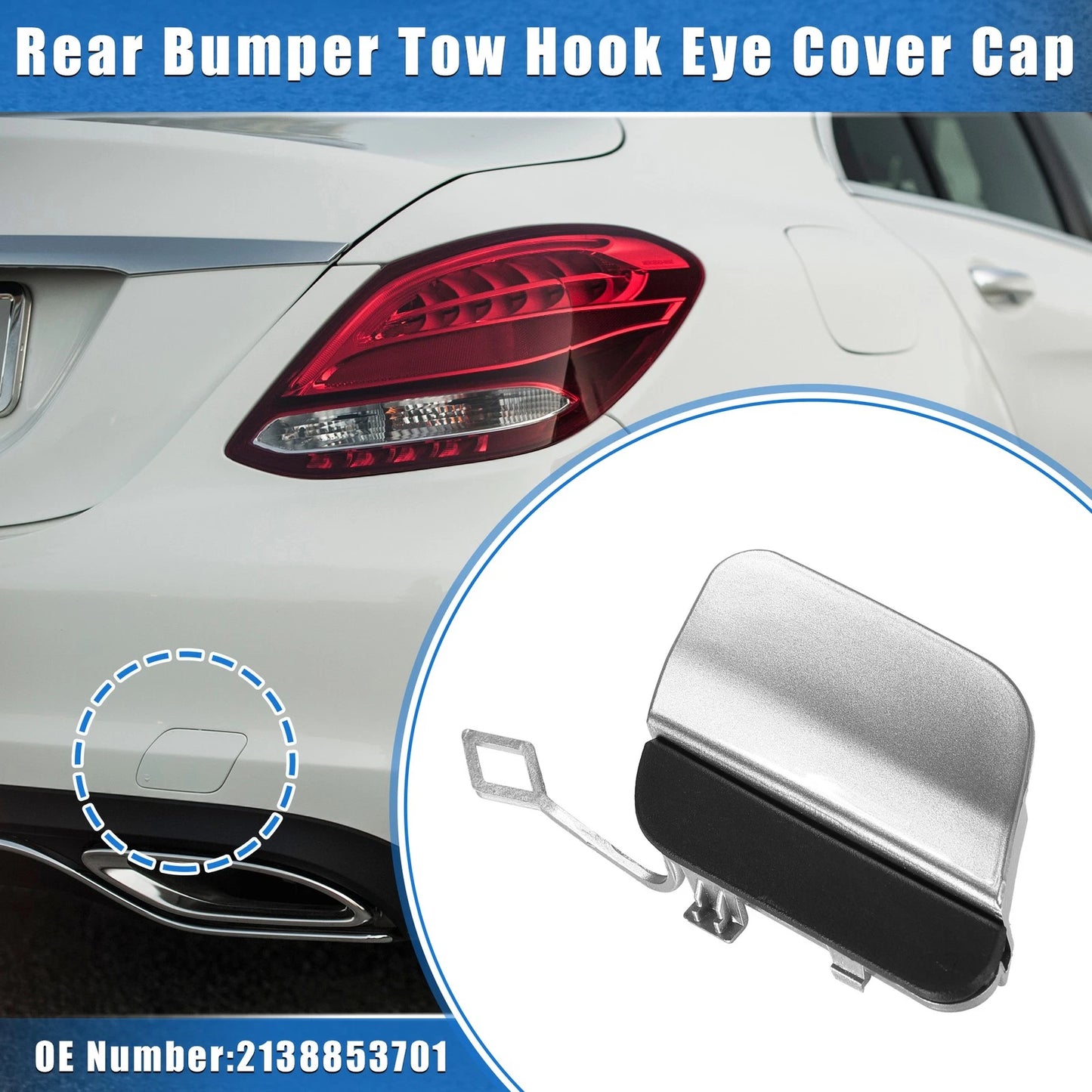 Tow Hook Cap for Mercedes-Benz E450 (2019–2020) Silver Tone