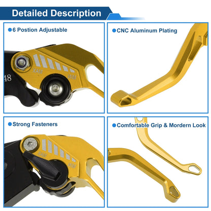 Short Brake Clutch Levers for Suzuki GSX-8S (2023–2025) - Solid Gold Tone, 1 Pair