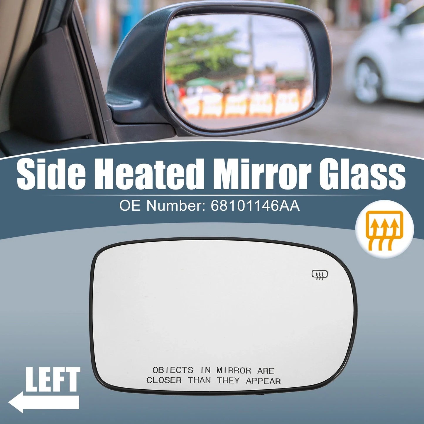 Heated Mirror Glass Right for Chrysler 200, Dodge Charger (2011-2021)