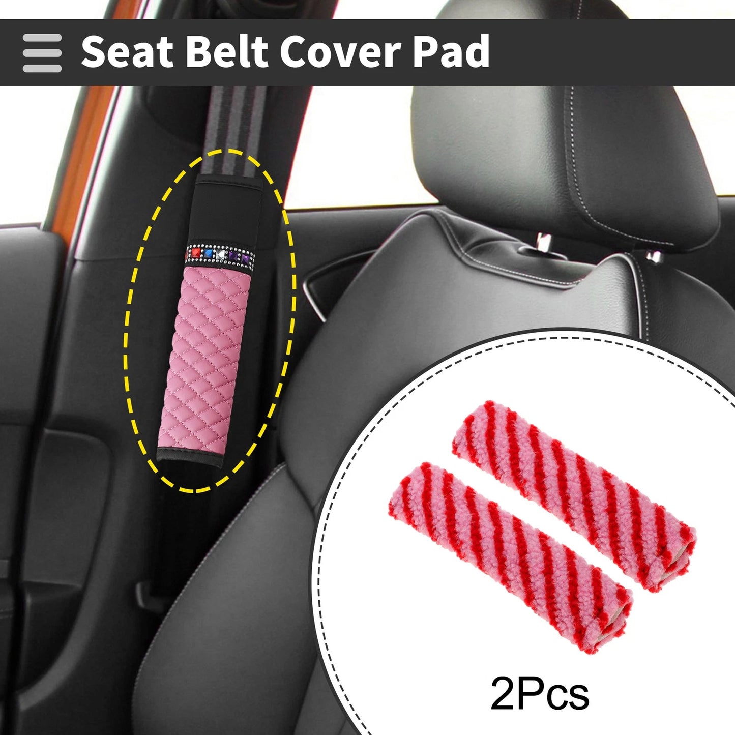 Set of 2 Seat Belt Cover Pads for Universal Fit (24cm)