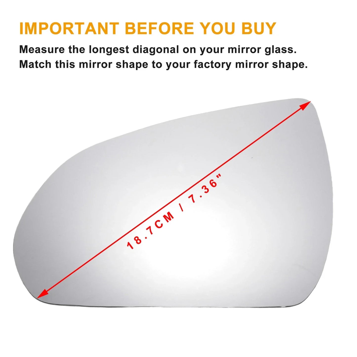 Left Side White Mirror Glass W/Back for Hyundai I30 (2017-2022)