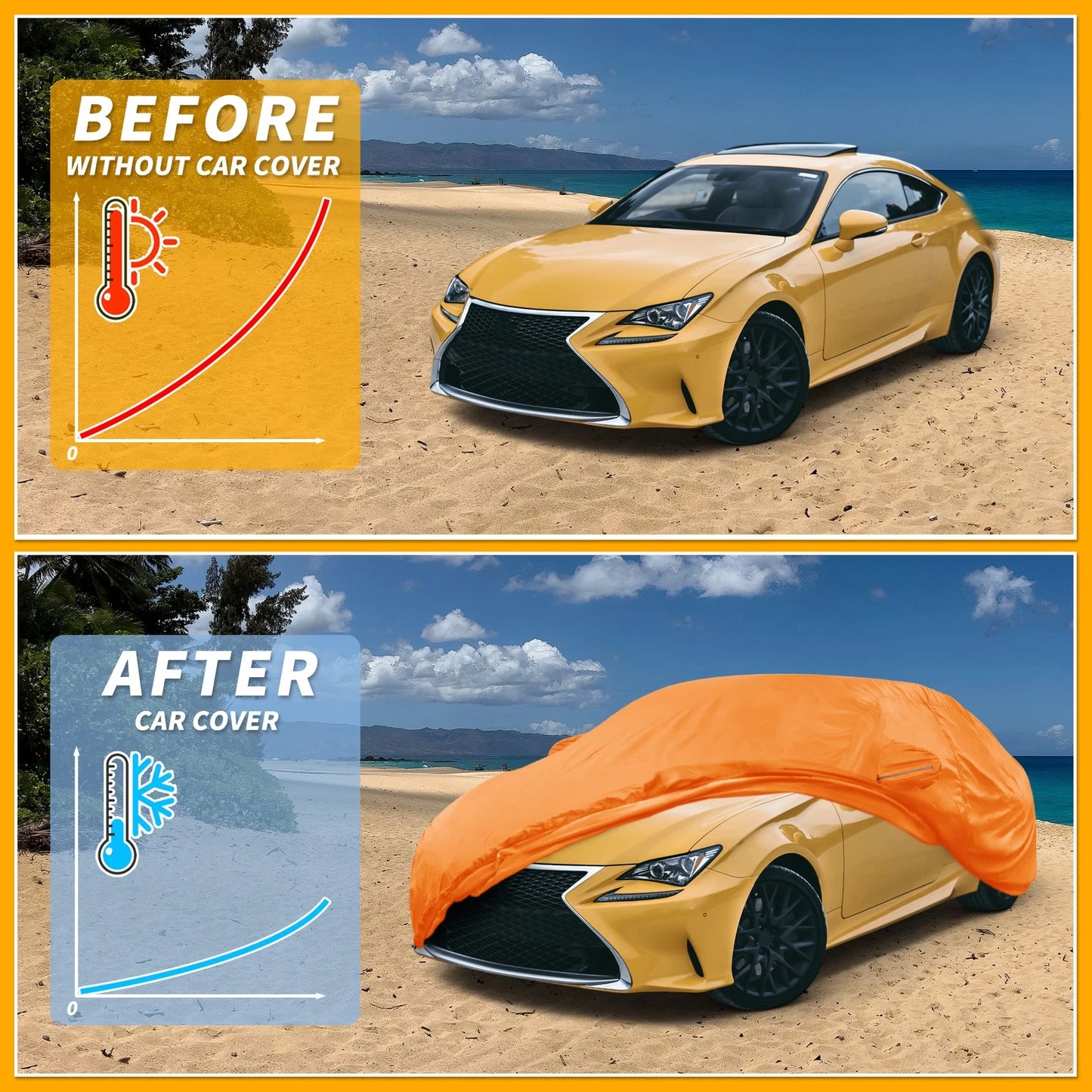 Waterproof Car Cover for Lexus RC (2015–2023) 210D-PU with Zipper