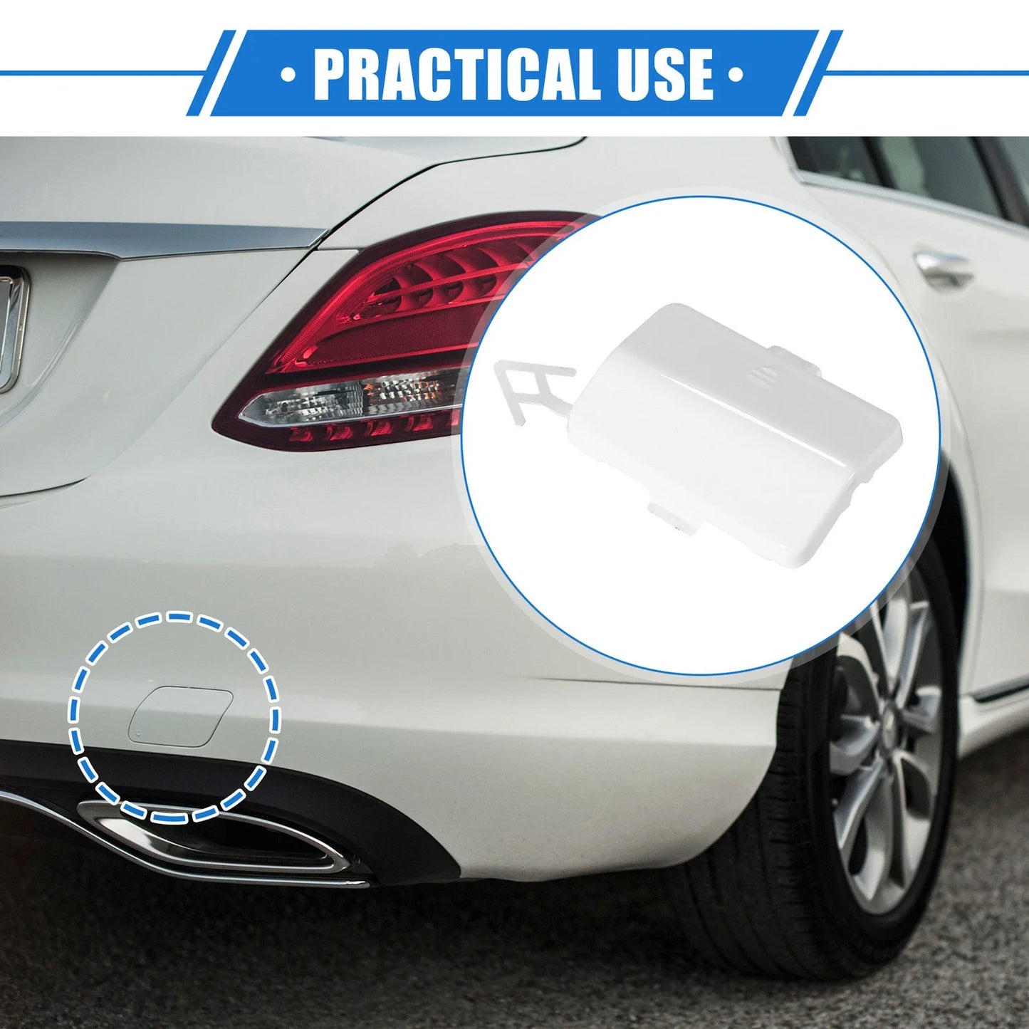 Rear Bumper Tow Hook Eye Hole Cap for Mercedes-Benz R320 (2007-2009) White