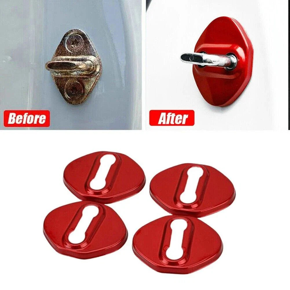 4X Red Door Lock Cover Trim Decor for Toyota Corolla (2014–2023)