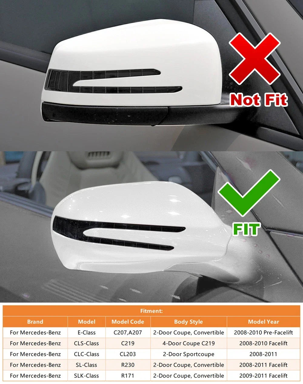 Side Mirror Turn Signal Light for Mercedes-Benz SL-Class (2008–2011)