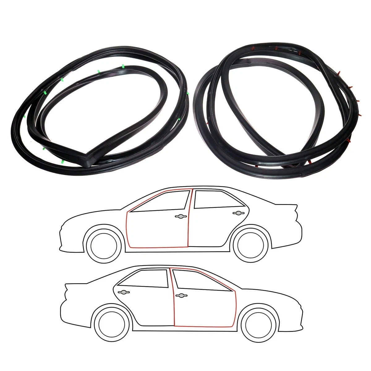 Front Door Weatherstrip Set for Toyota Corona 4-Door (1970–1973)