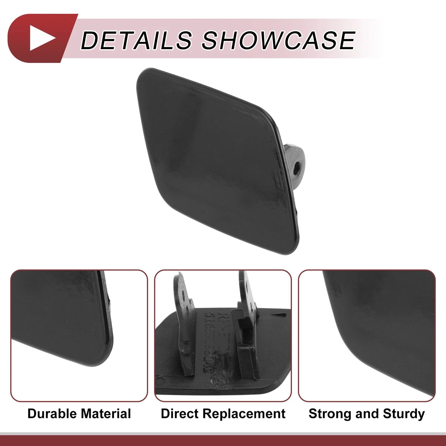 Front Right Bumper Trim Nozzle Cover No. 51657199142 for BMW X5 (2007–2013) Black