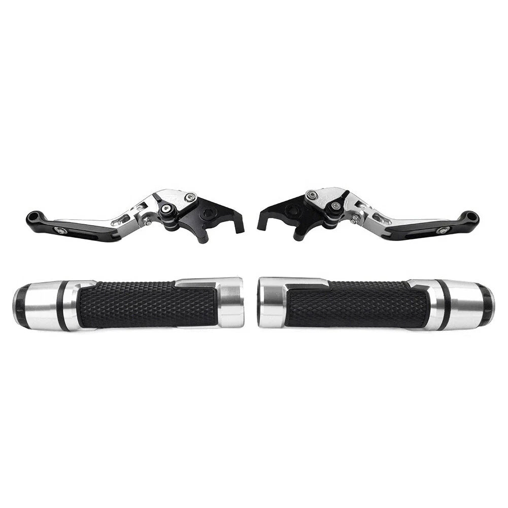 Silver Extendable Brake Clutch Levers Grip Set for Kawasaki ZX10R (2016-2023)