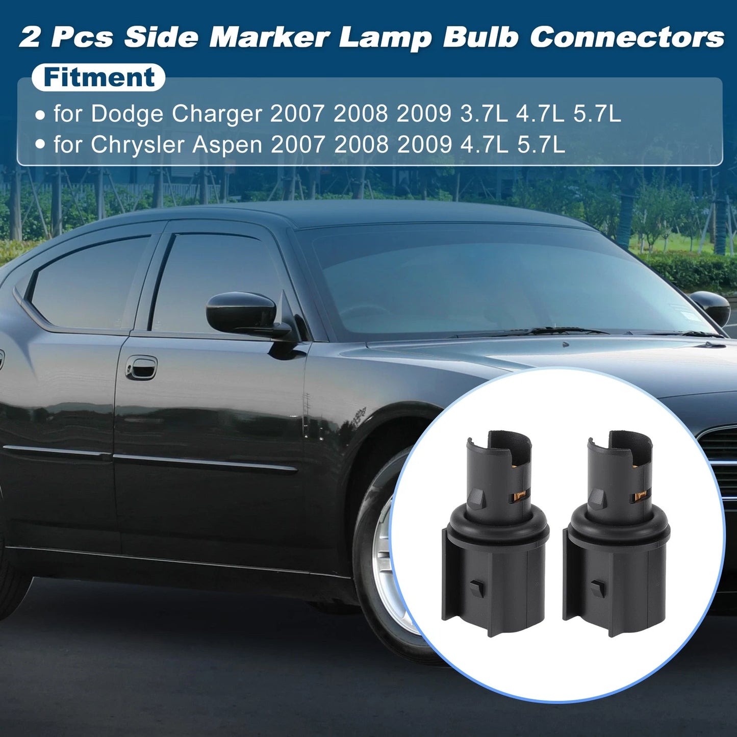 2X Side Marker Light Sockets for Dodge Charger (2007–2009) & Chrysler Aspen