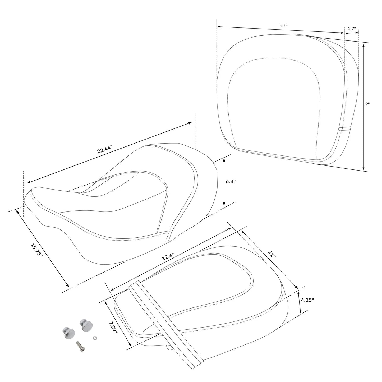 Sissy Bar Backrest Pad for Harley Touring 2009-2023 ( Seats)