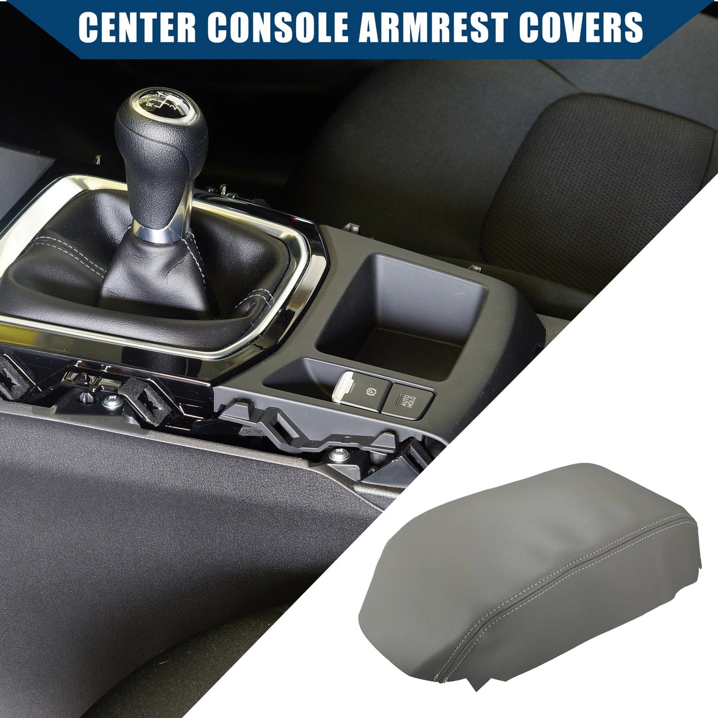 Center Console Armrest Covers for Nissan Pathfinder (2005–2012) Faux Leather Gray