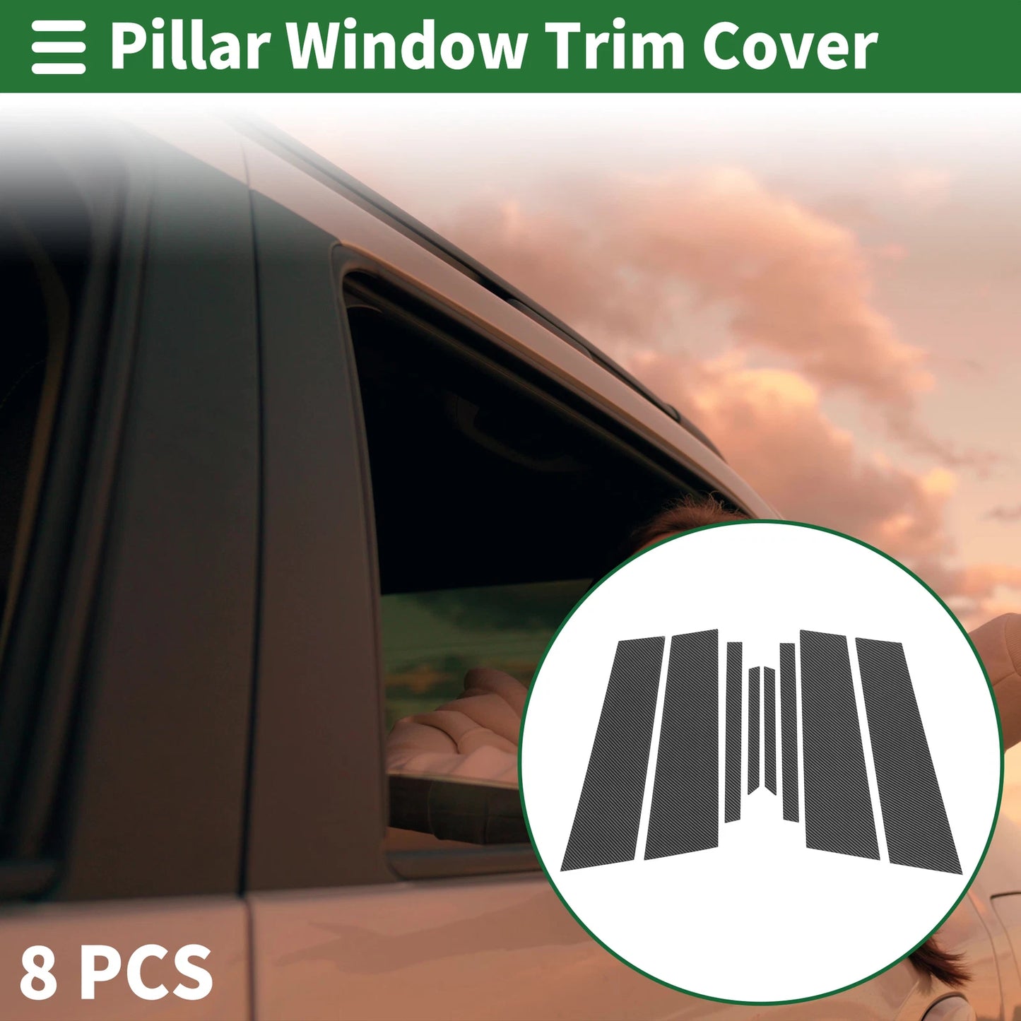 8 Pcs Door Pillar Window Trim for BMW X2 (2018–2024) Carbon Fiber Black
