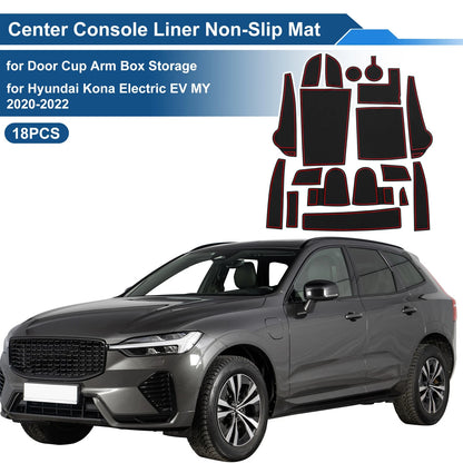 18 Pcs Non-Slip Mat for Hyundai Kona Electric EV (2020–2022) PVC Red