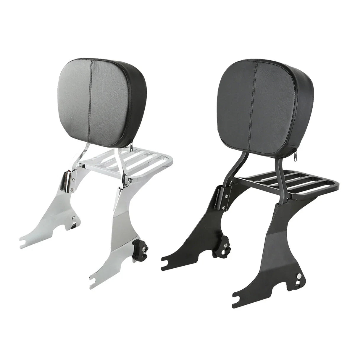 Chrome/Black Backrest Sissy Bar Luggage Rack for Harley Sportster (2004-2022)