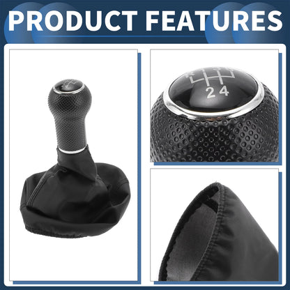 5 Speed Gear Shifter Knob with Cover for VW Golf II (1983–1992) Black Faux Leather