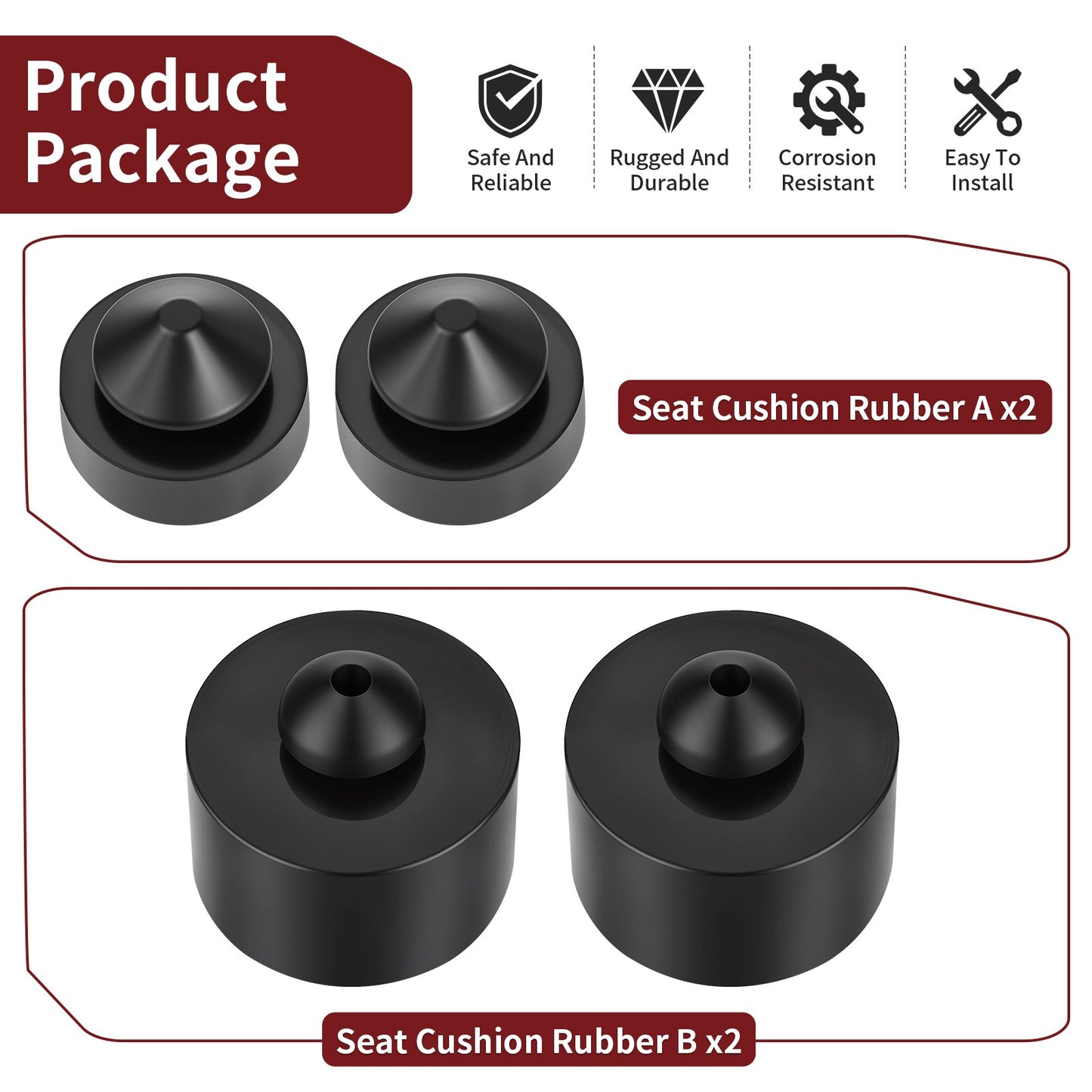 Set of 2 Rubber Seat Cushions for Honda TRX300X (2009) / Sportrax 300 (2007-2008)