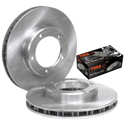 Front Disc Rotors + Pads 2 x for Landcruiser 76 78 79 105 Series (1998-2017)