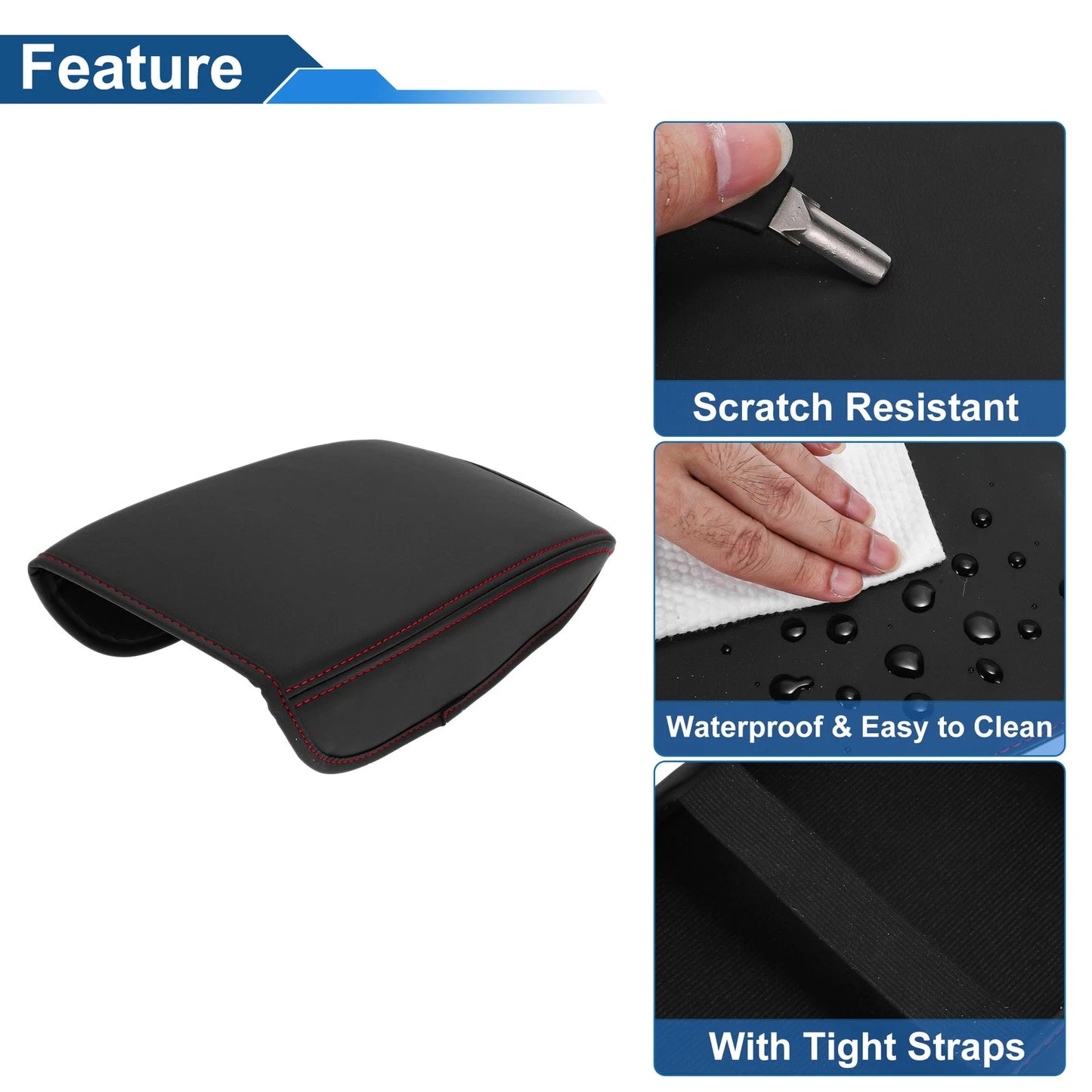 Armrest Cover for VW Passat B8 (2015–2023) Anti-Scratch Black Red